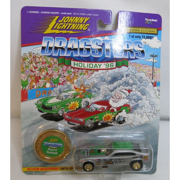 Vintage Johnny Lightning Dragster Car NEW Holiday 1996 Roaring Rudolph Limited - Picture 1 of 9